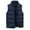 Navy, variant on Winter Thermal Puffer Jacket for Unisex Blue Men Women Autumn And Fashion Casual Solid Color Zipper Collar Sleeveless Cotton Padded Vest Top Features