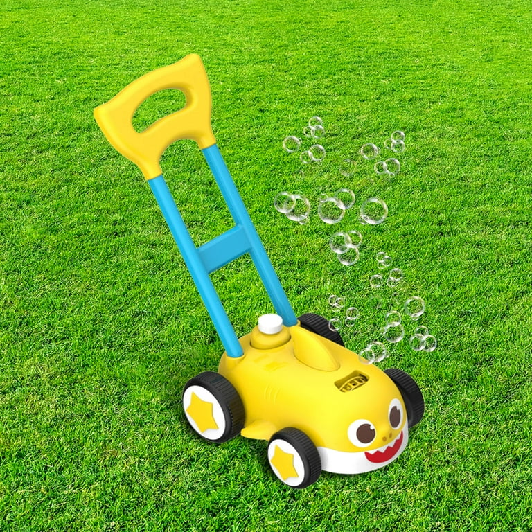 Pinkfong Baby Shark Kids Push Bubble Blower Lawn Mower Bubble Blowing Fun for Toddlers