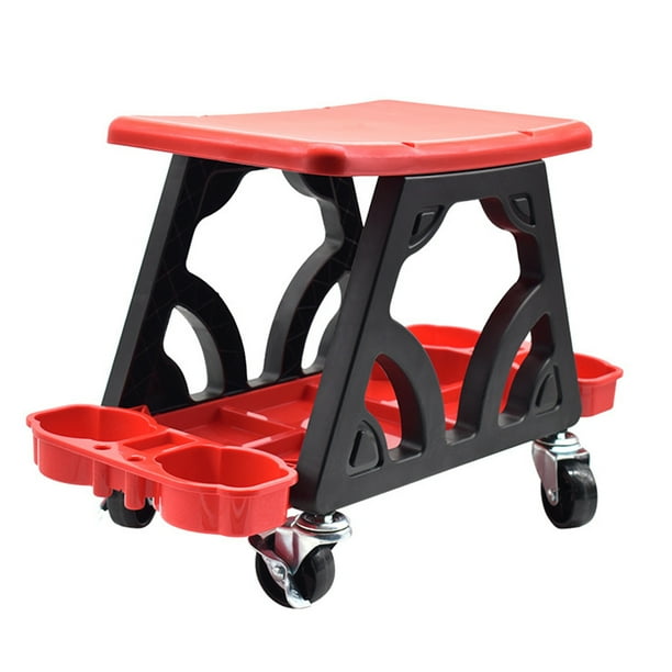 Heavy Duty Car Detailing Stool Rolling Car Wash Stool with Organizer