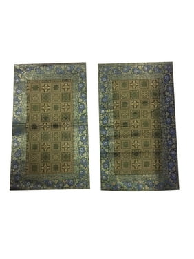 Mogul Decorative Bed Pillow Covers Vintage Silk Sari Border Bohemian Pillow Cushion Cover 30"X 20"