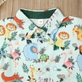 thumbnail image 4 of Hirigin Toddler Baby Boy Summer Outfits12M 18M  2T 3T 4T 5T Clothes Kids Cartoon Animal Print  Short Sleeve Button Down Shirt  Shorts Set, 4 of 7
