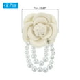 thumbnail image 2 of Uxcell Fabric Camellia Flower Brooch Elegant Pearl Tassel Pin Floral Corsage Bracelet Dual Use for Women, White,2 Pack, 2 of 7