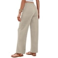 thumbnail image 6 of Nestiefly Women's Wide Leg Beach Pants Elastic Waist Lightweight Casual Flowy Palazzo Summer Lounge Trousers with Pockets Beige XL, 6 of 9