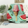 thumbnail image 4 of FCXZI Ice Creams Watermelon Summer Flannel Blanket, Reversible Lightweight 50*60in, 4 of 7