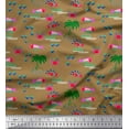 thumbnail image 1 of Soimoi Brown polyester Crepe Fabric Palm Tree,Crab & Fish Ocean Decor Fabric Printed Yard 52 Inch Wide, 1 of 3