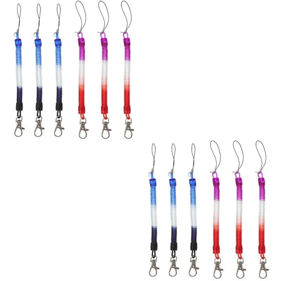 12 Pcs Spring Rope Key Retractable Keychain Spiral