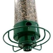 Droll Yankees Squirrel Proof Bird Feeders for Outdoors - YF-M - Flipper, Collapsible Perches, 5-Pound Seed Capacity, Green