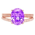 thumbnail image 3 of 2.32 ct Oval Cut Natural Amethyst Solitaire with Simulated Diamond Accents 18K Rose Gold Womens Engagement Ring, 3 of 4