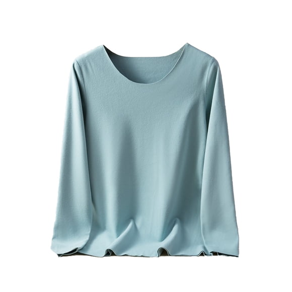 Minnieouse Ropa interior de fondo para mujer, lencería gruesa cálida para niñas, Tops de capa Base de cuello de manga larga de Color Ropa interior Verde L