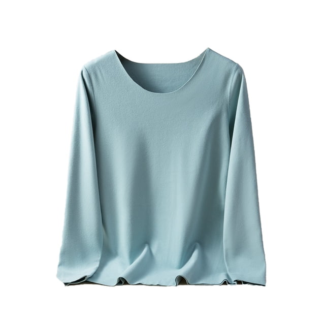 Minnieouse Ropa interior de fondo para mujer, lencería gruesa cálida para niñas, Tops de capa Base de cuello de manga larga de Color sólido de Ropa interior Verde METRO Minnieouse AP013747-01