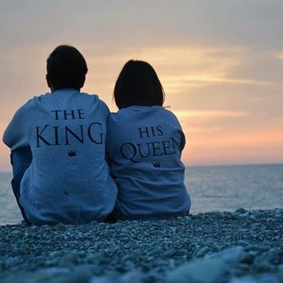 New Fashion Valentine s Day Gift Present Couple T-Shirt The King and His Queen- Love Matching Shirts - Couple Tee Tops