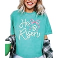 thumbnail image 2 of He Is Risen Christian Shirt for Women - Pearl Bow Easter Faith Graphic Tee Seafoam Shirt Adult 2X-Large, 2 of 7