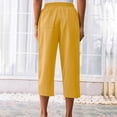 thumbnail image 4 of Endives Women's Linen Pants Petite Summer Cotton Linen Straight Leg Cropped Pants With Pockets, 4 of 5
