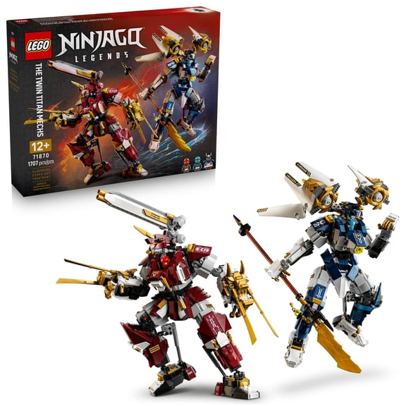 LEGO NINJAGO The Twin Titan Mechs - Building Toy for Boys & Girls, Ages 12  - Posable Action Figures for Kids - With 3 Minifigures - 71870