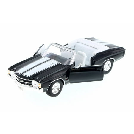 - 1971 Chevy Chevelle SS454 Convertible, Black w/ White - Welly 22089WBK - 1/24 Scale Diecast Model Toy Car