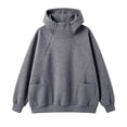 thumbnail image 5 of ECHFIPROM Womens Oversized Hoodies Gray 1/4 Zip Casual Solid Color Long Sleeve Ladies Pullover with Pocket Sports Fashion Top,XL, 5 of 7