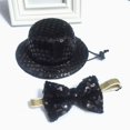 thumbnail image 2 of Gorro para mascota con lentejuelas negras, bombín, pajarita, conjunto para perro, gato, fiesta, gorro navideño, 2 of 5