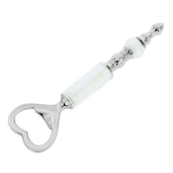 GlassOfVenice Italian Murano Glass Bottle Opener - Silver White