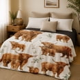thumbnail image 2 of SPXUBZ Highland Cow Farm Animal Flannel Fleece Blanket, Rustic Throw Blanket, Soft Cozy Warm Blanket for Bedroom Sofa Couch Decor 50"x40", 2 of 5
