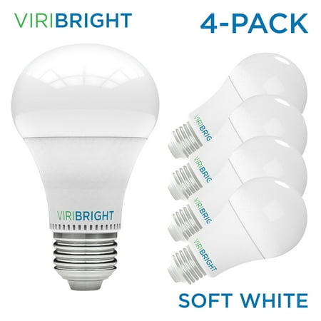 - Viribright 100 Watt Equivalent LED Light Bulb, 2700K Warm White (Soft White), Medium Screw Base (E26), Pack of 4