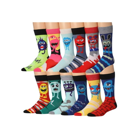 James Fiallo Mens 12 Pack Colorful Patterned Dress Socks M217-12