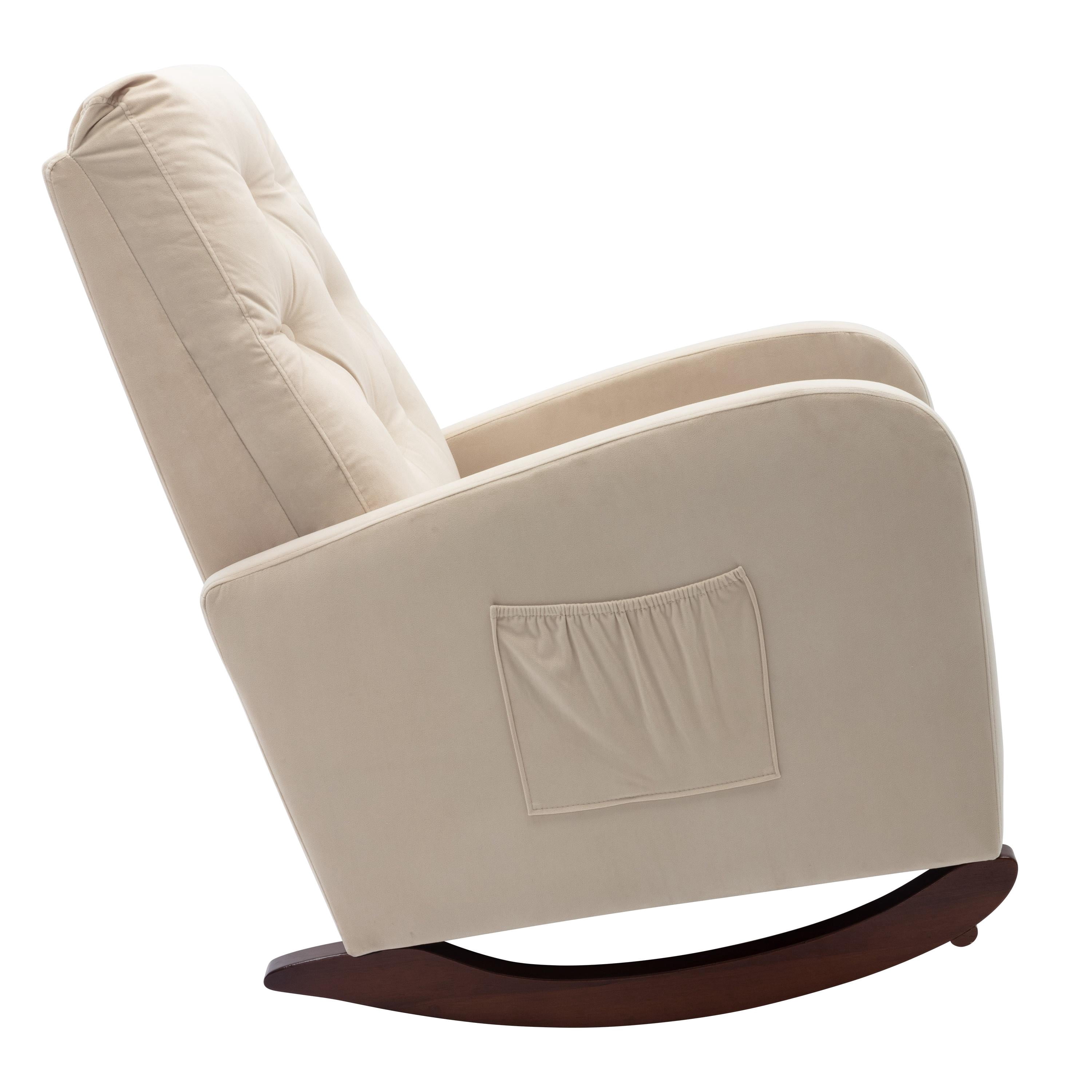 Glavbiku Modern Baby Room High Back Rocking Nursery Chair,Comfortable Rocker Armchair,Beige