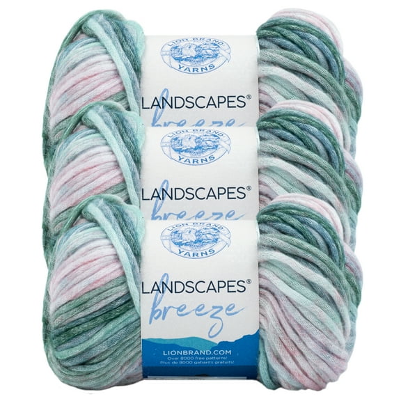 Lion Brand Yarn Landscapes Breeze Seashell Medium Modal, Acrylic, Wool Multi-color Yarn 3 Pack