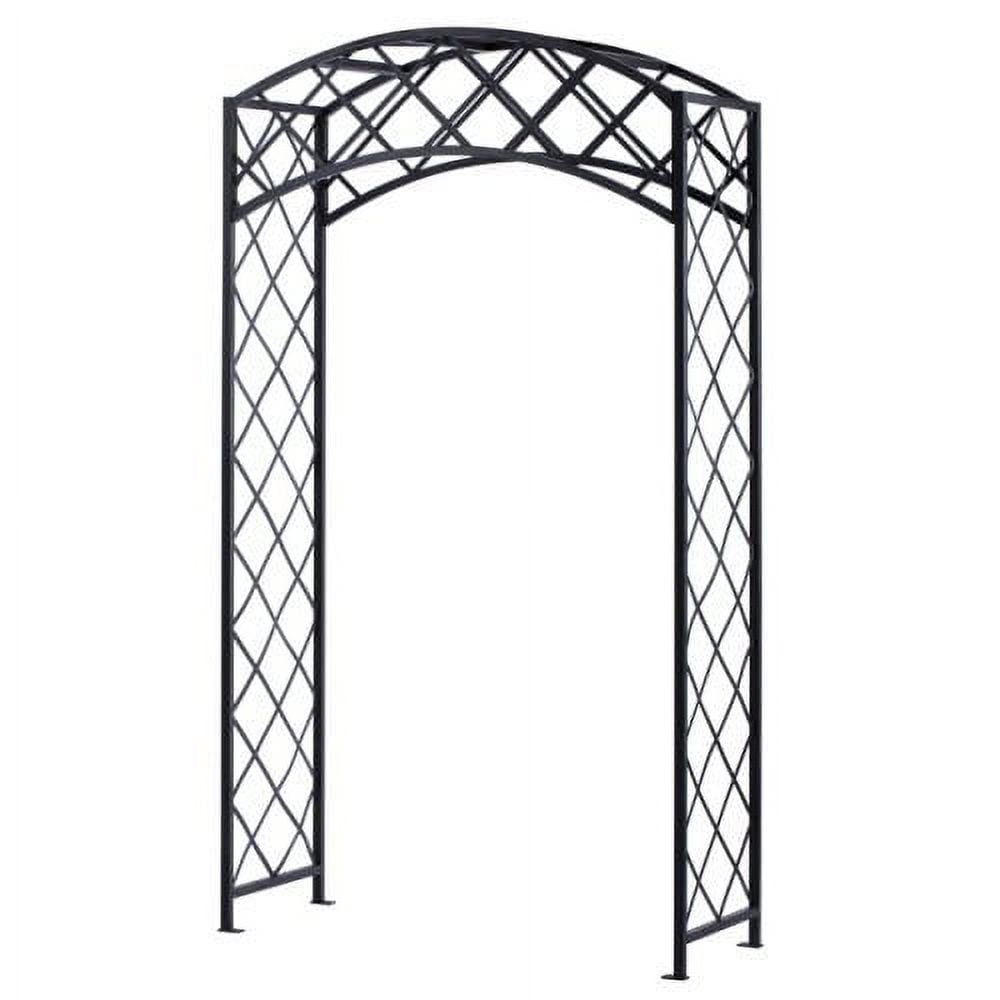 Panacea 93" Black Metal Garden Arbor, Weather-Resistant