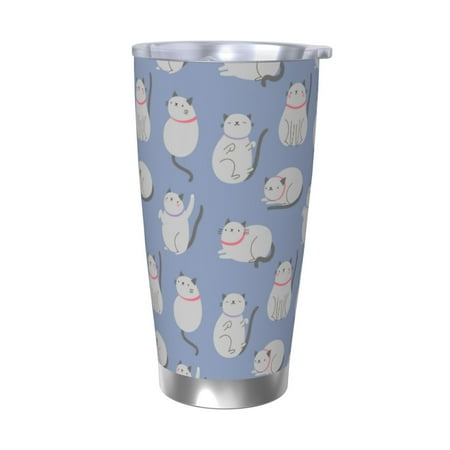 

Fuzoiu Cute Fat Cat Print 20oz Tumbler Stainless Steel Vacuum Insulated Car Cup Insulated Coffee Mug Travel Mug with Lid Thermal Cup for Outdoor-Without Straw
