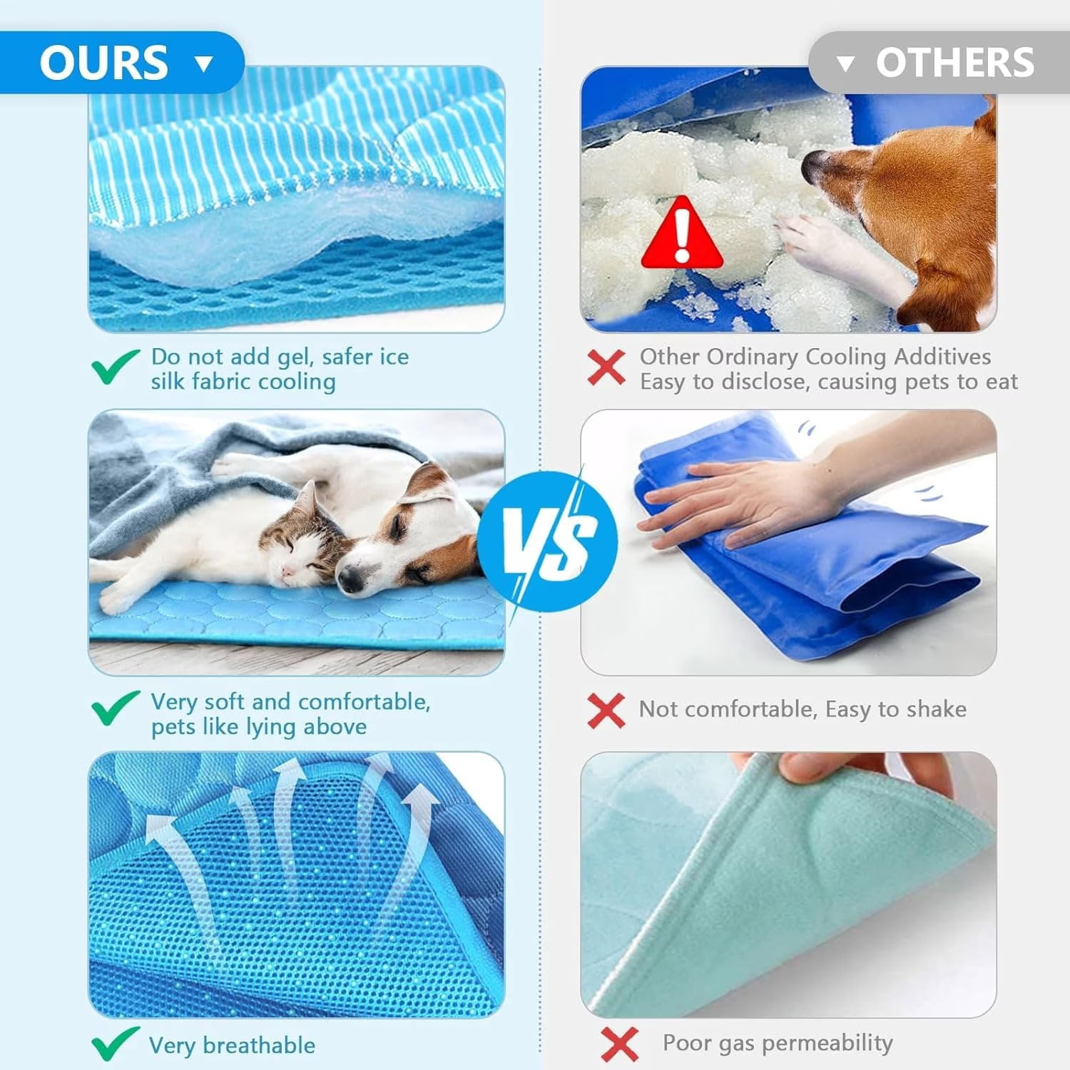 Chillpaws Cooling Mat, Pet Cooling Mat for Dogs Cats Summer Pet Bed Self Cooling Blanket Breathable Rest Pad 70x56cm Blue