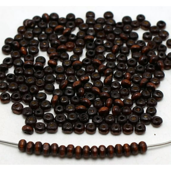 U8MO 1000 Brown 4mm Round Wood Beads~Wooden Mini Spacer Beads