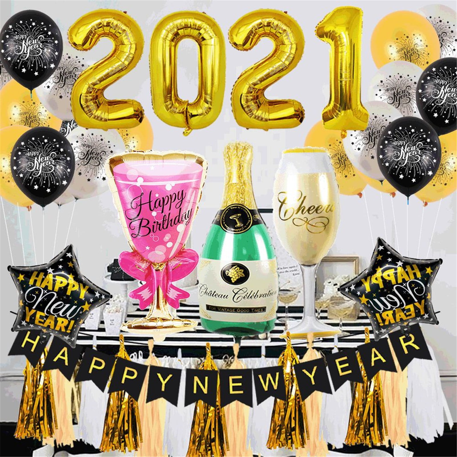 Cheers to 2021 Hello 2021 New Years Eve Party Decorations Happy New Year Banner Rose Gold 
