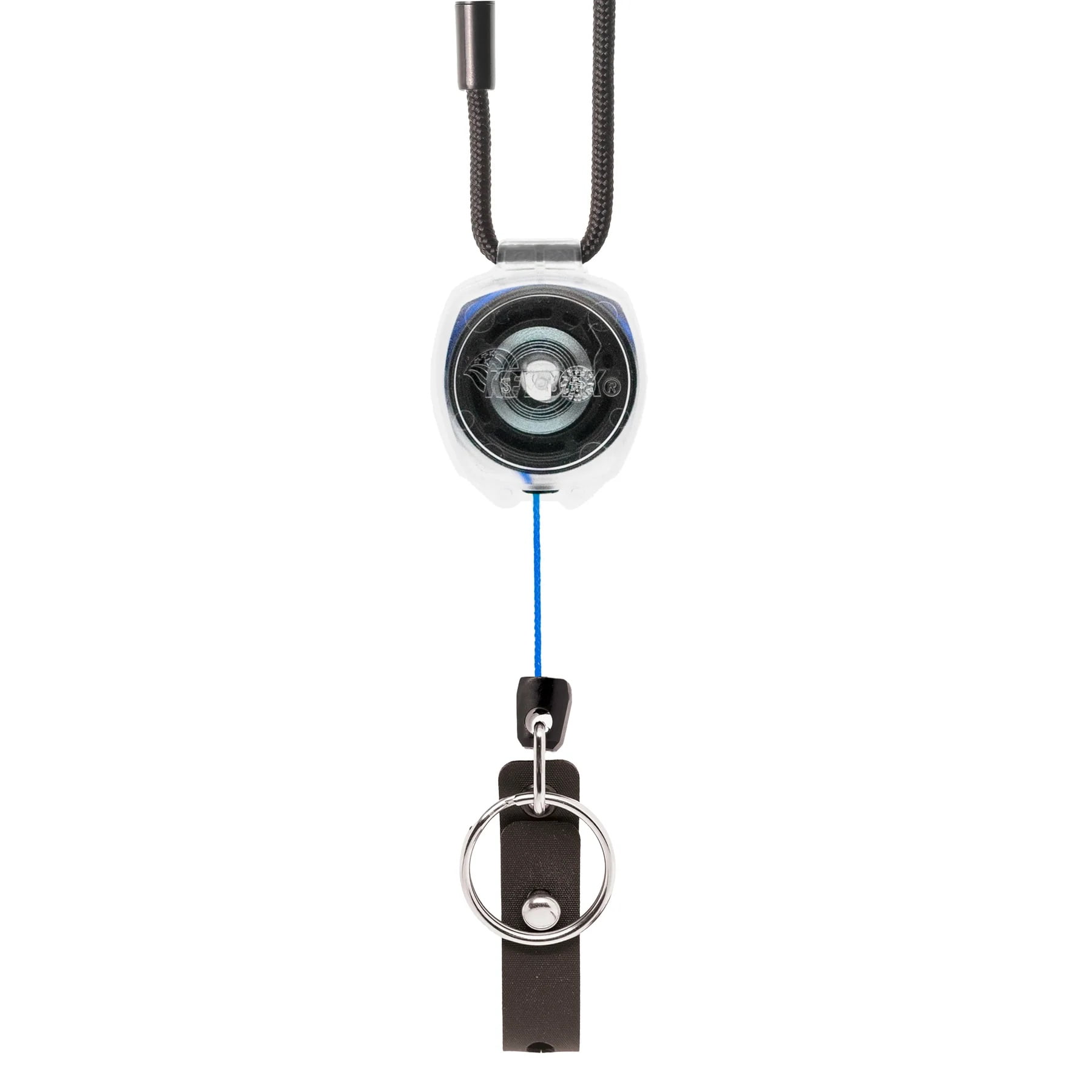 KEY-BAK Super Duty Lanyard Badge & ID Holder with Clear Sidekick Retractable Keychain- Blue