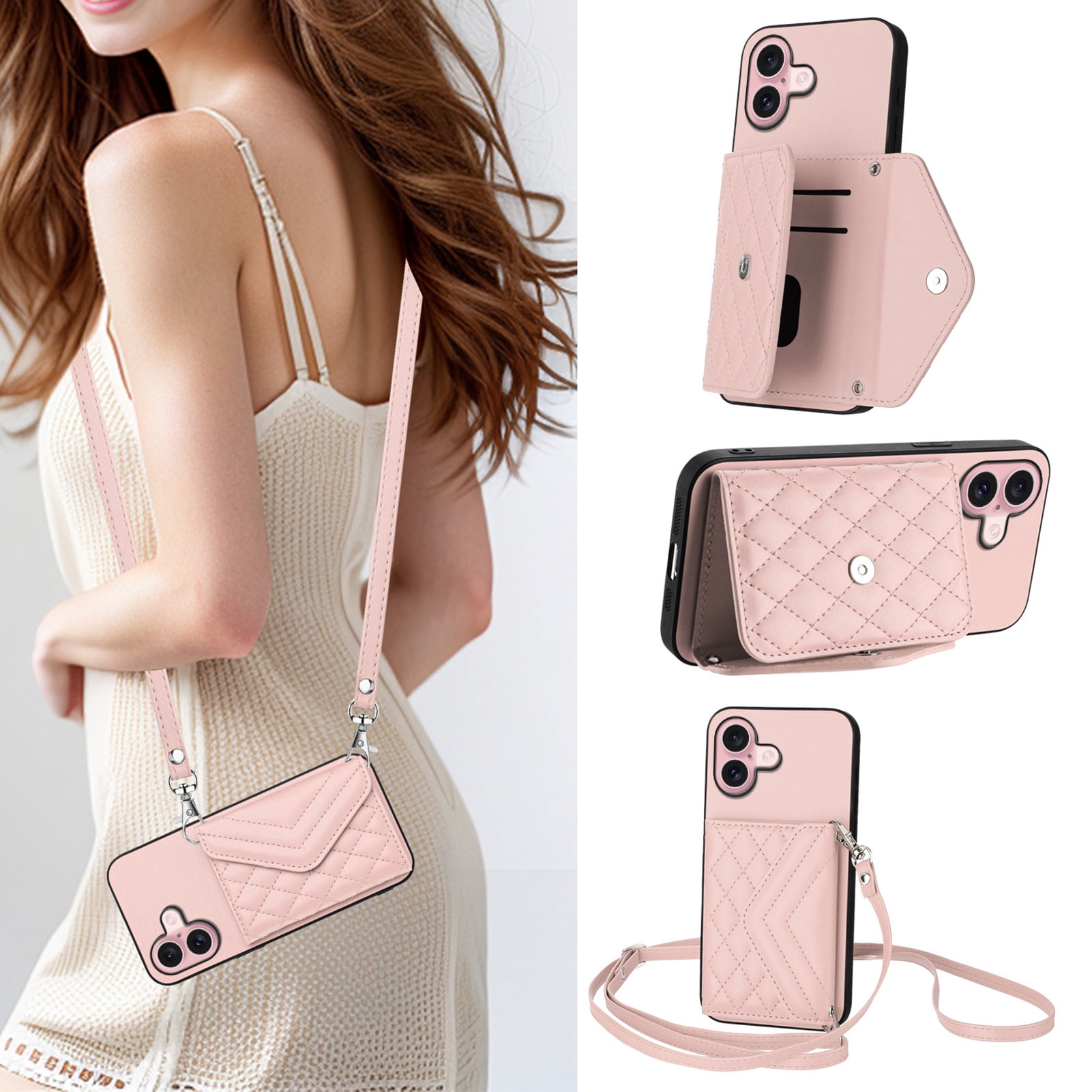 Case for Moto G Play 2024 4G Crossbody wallet cover, with card holder, leather material, equipped with a long shoulder strap, shockproof flip-top phone case