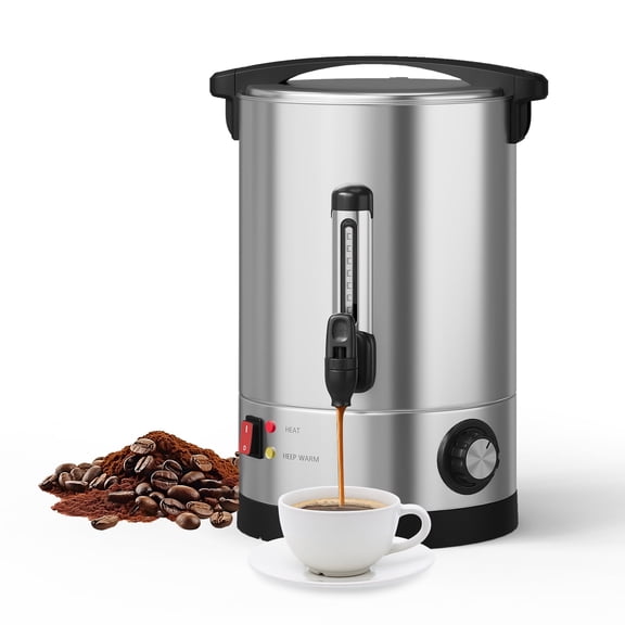Garvee 60-Cup Stainless Steel Brew Commercial Coffee Urn, Hot Water Dispenser, 2.6 gal, Silver