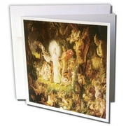 3dRose, The Quarrel of Oberon and Titania Joseph Noel Paton, 1849 Fantasy Fairy Painting, 6 Greeting Cards with envelopes