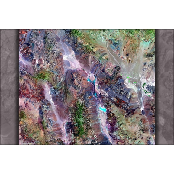 24"x36" Gallery Poster, Death Valley satellite map June July 2000