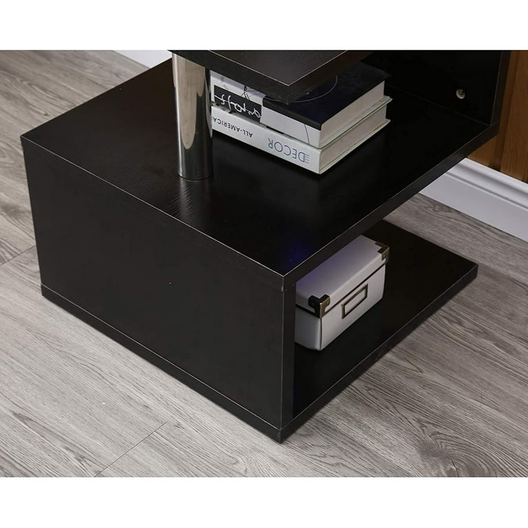 ANQIDI Black Modern S Shaped High Gloss Coffee Table Side Table
