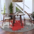 thumbnail image 3 of Red Cement Gray Round Area Rug 5Ft Washable Circle Rugs for Living Room Bedroom, Modern Abstract Art Red Non-Slip Carpet Floor Mats Indoor Outdoor Carpet Runner Aesthetic Home Decor, 3 of 8