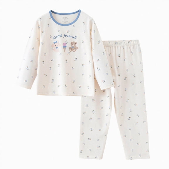 Leey-World Toddler Pijamas Girl 1t 2t 3t 4t 5t 6t Toddler Girls Kids Pajamas Pjs Long Sleeve Snug fit 12M-8Y 2pcs Soft Jammies(Beige,10-11 Years)