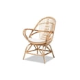 thumbnail image 2 of Baxton Studio Jayden Modern Bohemian White Fabric Upholstered and Natural Brown Finished Rattan 5-Piece Living Room Set, 2 of 11