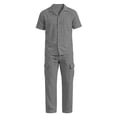 thumbnail image 5 of SOOMLON Mens Beach Outfits Sets Big and Tall Collared Button up Shirts Drawstring Pants with Pockets Summer Clothing Set, 5 of 5