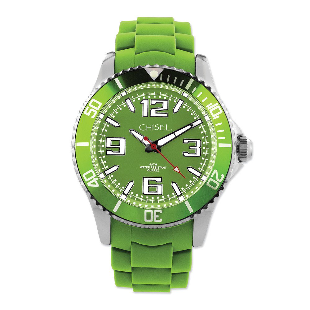 Chisel Watch Chisel Mens 44Mm Green Silicone Strap Watch Walmart