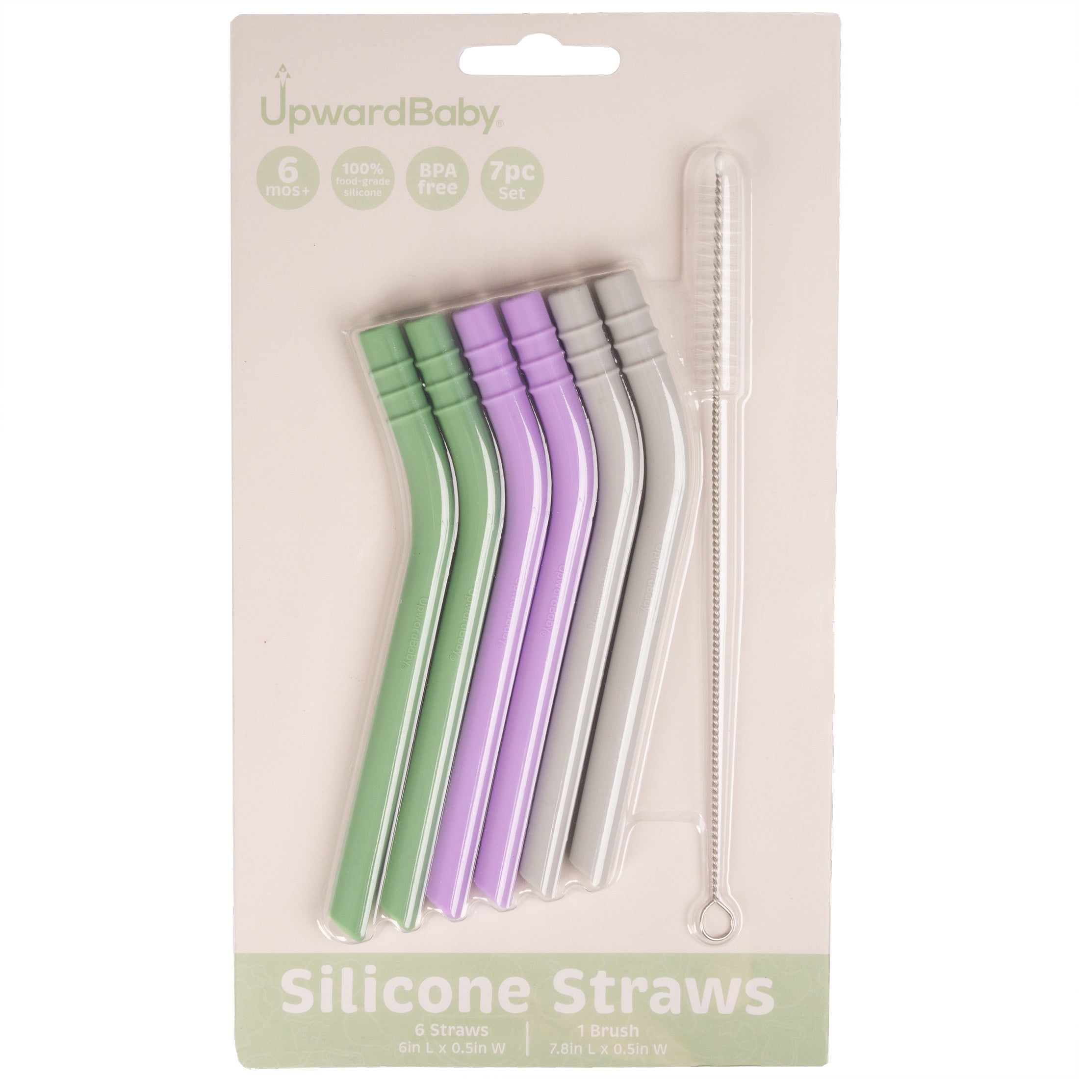 UpwardBaby Multicolor Silicone Straws Pack 6-inches