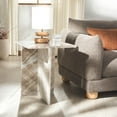 thumbnail image 3 of Safavieh Adriano 2 Leg Marble Accent Table in White / Brown, 3 of 11