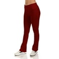 thumbnail image 2 of SR Women's Cotton High Waist Straight Leg Active Yoga Workout Pants (Size: XS-5X), 4X, Wine, 2 of 5