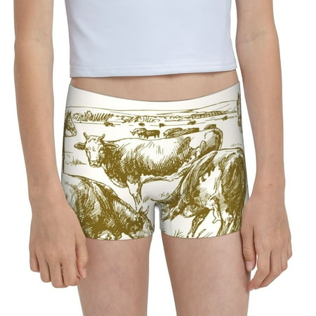 Pofeuu Cattle Drive By Two Cowboys 1 Print Soft Cotton Girls Boyshort panties Toddler Underwear-Medium