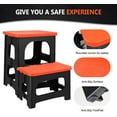 thumbnail image 5 of Folding 2-Step Stool, Non-Slip Portable Footstool 8" & 17" Dual Heights, Holds 250 lbs, Portable Footstool for Kitchen Home Toilet Bedroom Office Bathroom RV(Orange), 5 of 8
