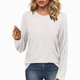 thumbnail image 2 of Towmus Women Long Sleeve T Shirts Crewneck Fall Breathable Casual Tunic Tops Solid Color Basics Tees, 2 of 5