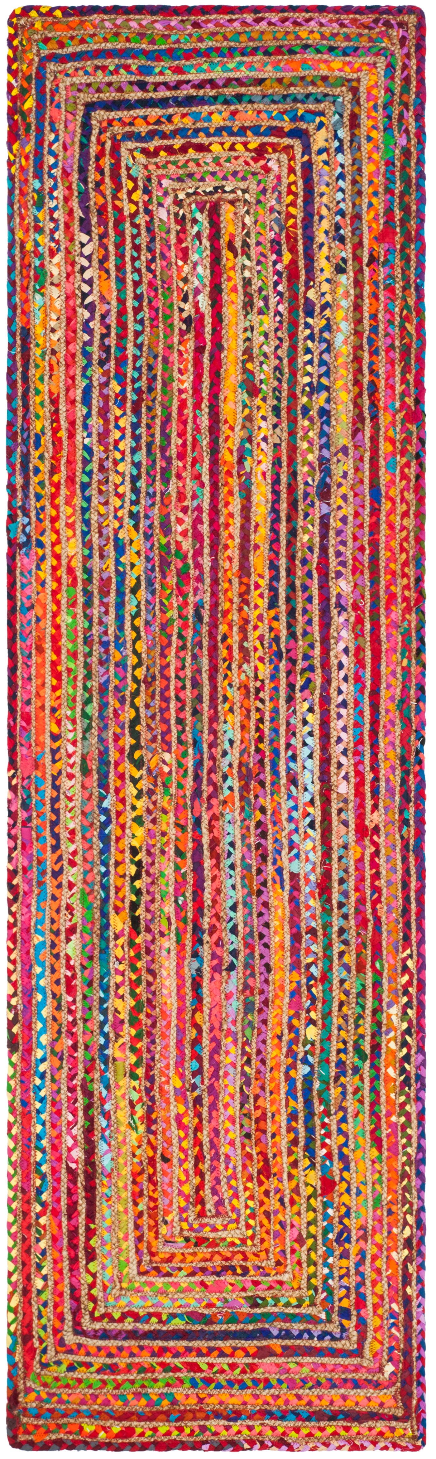 SAFAVIEH Cape Cod Miah Geometric Runner Rug, Red/Multi, 2'3" x 20'